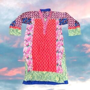 Ethnic by Outfitters Vibrant Pink Long Sleeve Multi Dress Size XS